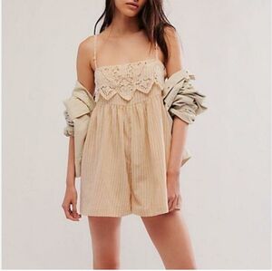 Free People Cream Lace Romper